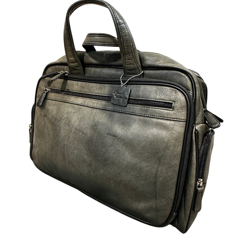 Osgoode Marley Fergus Multi Purpose Leather Bag Grey Marble Men's Briefcase EUC